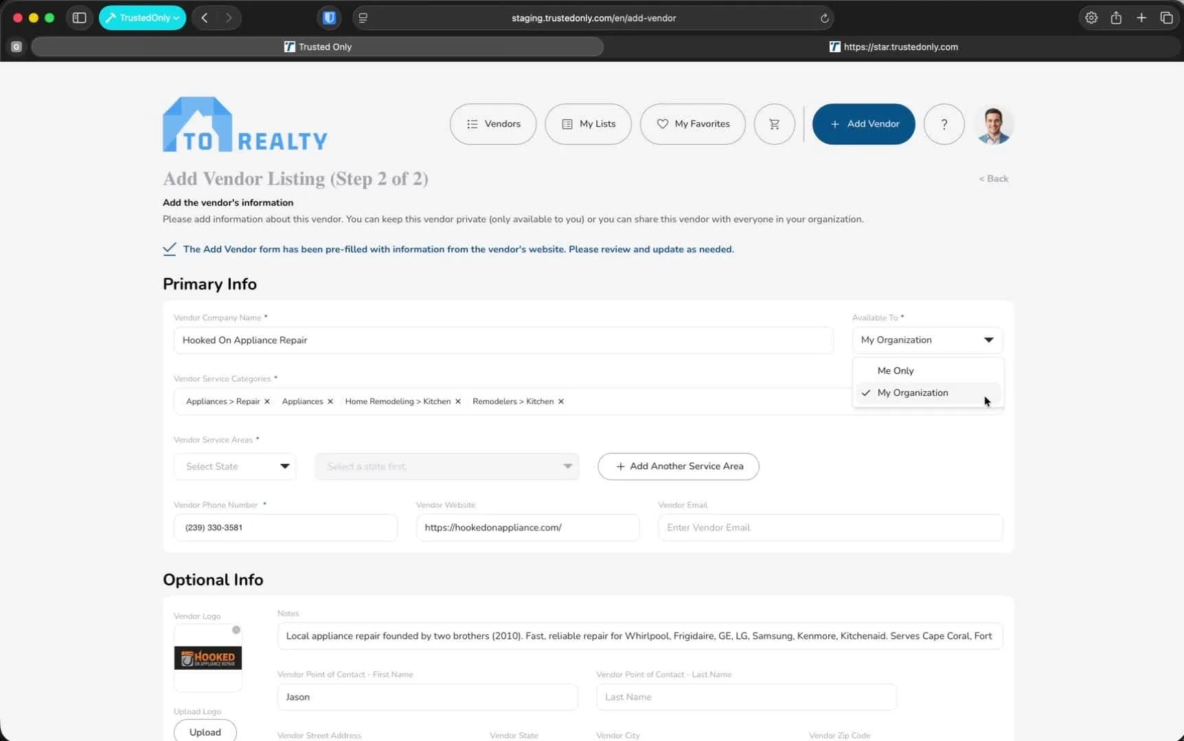 Article step screenshot