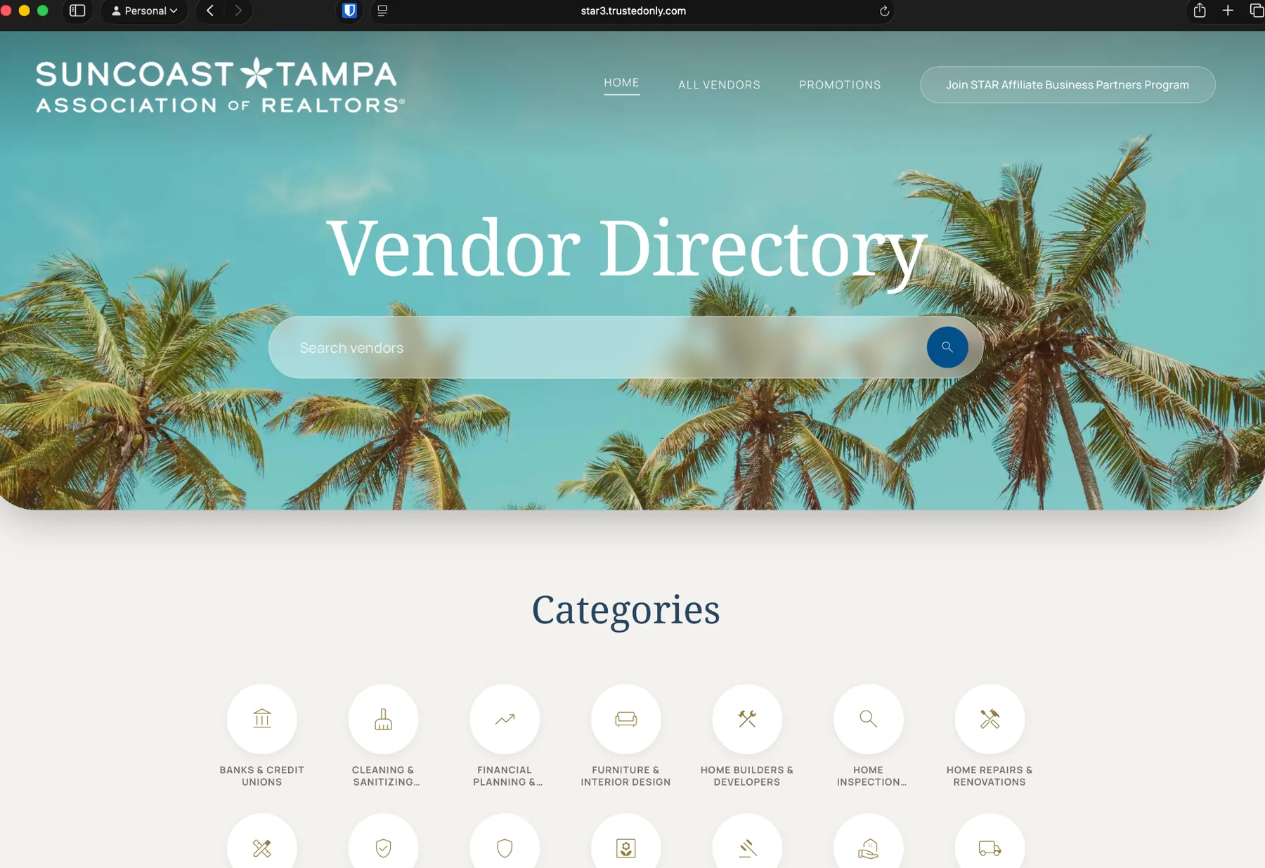 A live association vendor directory home page